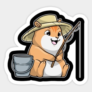 Hamster at Fishing with Fishing rod Sticker